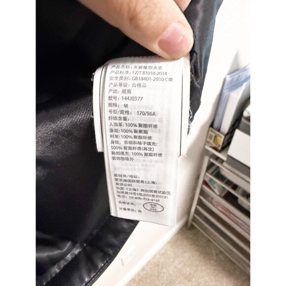 Abercrombie & Fitch Vegan Leather Mini Puffer Jacket Full Zip Black Medium - Picture 5 of 6